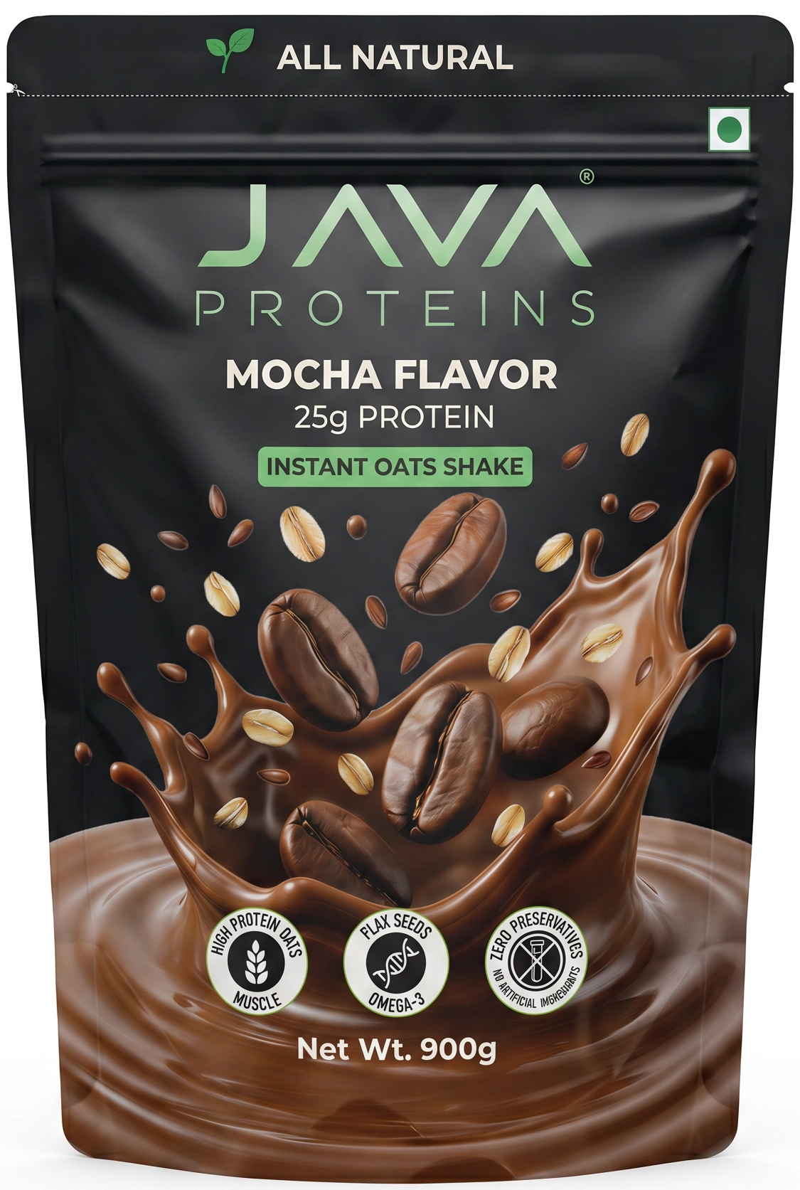Java Proteins Premium High Protein Oats Shake Mix — Mocha (100g)